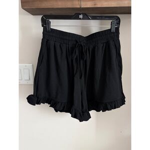 Bloomchic - Supersoft - Drawstring Ruffle Shorts - Black - Brand New!